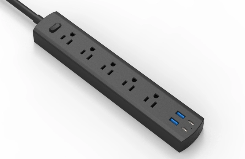 Single Row 5 Outlet Us Surge Protector Type C Power Strip