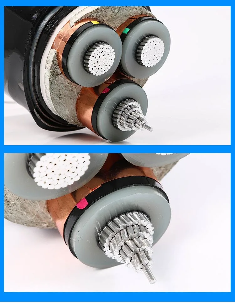 Three Core 185sqmm Aluminum Conductor Medium Voltage Steel Wire Armoured XLPE Insulated PVC Sheathed Power Cable